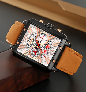 Skmei 9340 moda cara personalizada hombre <span class=keywords><strong>reloj</strong></span> de cuarzo agradable correa de cuero genuino 3 diales cronómetro personaje <span class=keywords><strong>reloj</strong></span> de negocios - Product Image 2