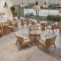 Ensemble table basse et chaises en bois massif, chaise de salle à manger de loisirs, canapé de négociation pour salon de thé, bureau commercial et designer