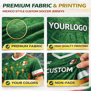 定制墨西哥风格短款足球球衣 100% 聚酯纤维 制造商 OEM ODM 工厂直供 低起订量 为球队俱乐部免费设计 - Product Image 5