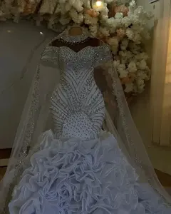Vestido de Novia Africano 2026, Vestido de Sirena de Organza con Cuentas de Cristal y Volantes en Cascada para <span class=keywords><strong>Ceremonia</strong></span> Aso Ebi - Product Image 3