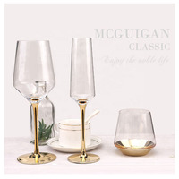 Gobelet à vin rouge en option, trois Styles, personnalisé, tige en or, verres à vin rouge, décoration Unique et fantaisie