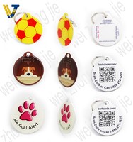 Personal isierte benutzer definierte Logo umwelt freundliche Eisen ID QR-Code Haustier Tag mit Bowknot Dekoration und niedlichen Tier muster für Hunde