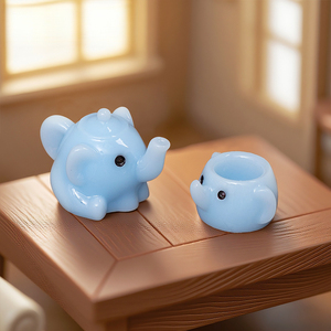 ชุดน้ำชาตุ๊กตาสัตว์น่ารักสไตล์การ์ตูน Weij, ของตกแต่ง DIY, ของประดับเรซิ่นขนาดเล็กสำหรับจัดสวนขนาดจิ๋ว - Product Image 4