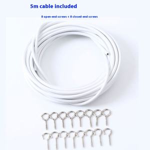 다목적 PVC 코팅 철 커튼 로프 5m 벽걸이 형 액세서리 좋은 텐셔너 코드 케이블 세트 가정용 플라스틱 후크 - Product Image 2