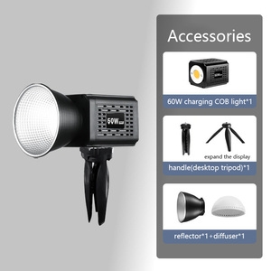 Lumière d'appoint YM-S60 60W COB, lumière rechargeable, prise de vue en extérieur, beauté, diffusion en direct, photographie portable, projecteur - Product Image 4