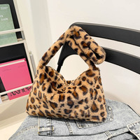Sac à bandoulière en peluche à fleurs pour l'automne-hiver, sac fourre-tout en fourrure à porter à l'épaule, doublure en polyester, fermeture éclair, sac à main tendance pour femme