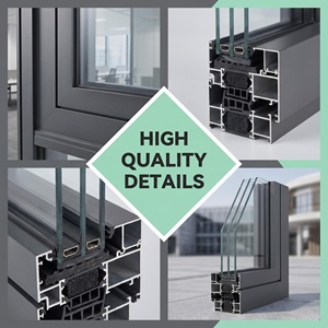 Ventana Abatible de Aluminio con Rotura de Puente Térmico, Triple Acristalamiento, Aislamiento Máximo para Climas Fríos, Relleno de Argón, Certificación OEM CE NFRC - Product Image 5