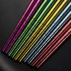 Pure Titanium <b>Chopsticks</b> Round Hollow <b>Reusable</b> Travel Cutlery Solid Color Adult Gift Business Style - Product Image 3