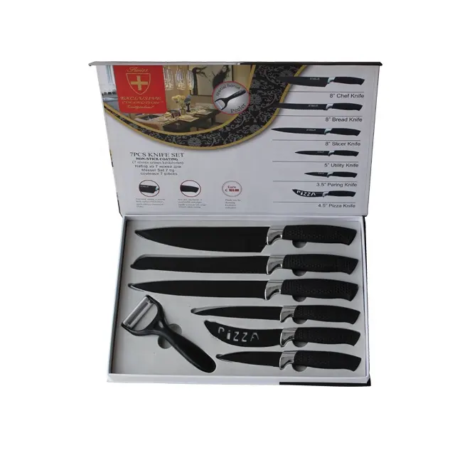 7Pieces Rvs Gereedschap In Gift Box Zwart Professionele Miyabi Chef Messen Mes Set Online Keuken