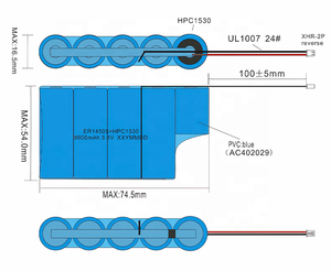 ER14505-4P 4er14505 3.6v 9600mah er14505 + hpc1530 er14505h סוללה נטענת 14505 עם מחבר - Product Image 6