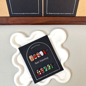 Navidad hecho a mano cuadrado corto clavo árbol de Navidad muñeco de nieve hombre de jengibre patrón colorido cuadrado <span class=keywords><strong>uñas</strong></span> artificiales - Product Image 4