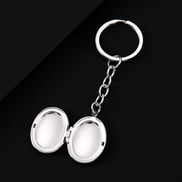 Ywyougang Porte-clés médaillon photo ovale lisse 4 couleurs, accessoire porte-clés vierge pour gravure personnalisée