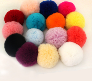 <span class=keywords><strong>Pompon</strong></span> en vraie fourrure de lapin de 6 cm avec boucle élastique pour chapeaux, <span class=keywords><strong>porte</strong></span>-clés et artisanat DIY - Product Image 4