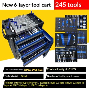 Ensemble d'outils à main en acier au carbone de 245 pièces avec chariot à outils mobile et chariot à outils pour l'entretien en <span class=keywords><strong>atelier</strong></span>, la réparation mécanique/automobile/domestique - Product Image 3