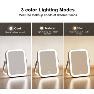 Espejo de Maquillaje Portátil con Luces LED, 2X 3X 8X 10X Aumentos, Paneles con Sensor Táctil, Regulable, Cuadrado, Rosa - Product Image 5