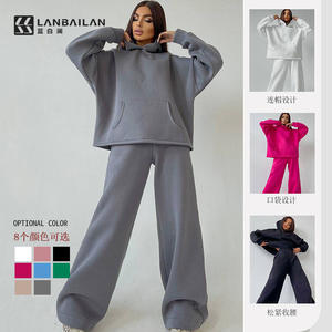 Conjunto de Dos Piezas de Sudadera con Capucha y Bolsillos para <span class=keywords><strong>Mujer</strong></span>, <span class=keywords><strong>Ropa</strong></span> de Otoño Invierno, Nueva Colección - Product Image 2