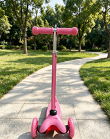 Trottinette pour enfants à 3 roues en acier et plastique, hauteur réglable, direction par inclinaison, avec roues PU lumineuses