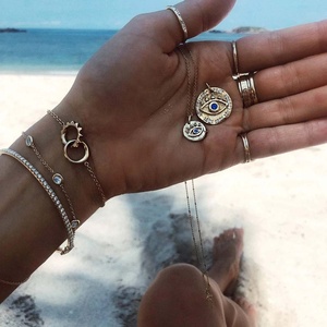 Collana con Ciondolo a Moneta Retrò con Occhio in <span class=keywords><strong>Argento</strong></span> <span class=keywords><strong>925</strong></span> Placcato Oro LOZRUNVE, Gioielli Boho con Zirconia Diamantata - Product Image 4