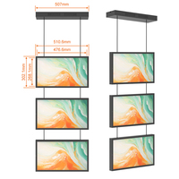Papan Iklan LCD Kabel Gantung Bertenaga Tali Kawat, Papan Menu Digital Android, Stand Display Pameran Dinding, Papan Iklan Jendela
