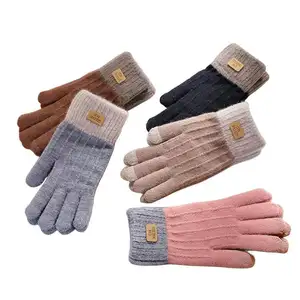 High quality Winter knitted jacquard touch screen warm women and men outdoor riding winter gloves