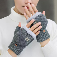 Gants thermiques d'hiver pour hommes, doublés polaire, en plumes de poulet épaissies, demi-doigts avec rabat, sans doigts, mi-longueur, à bout ouvert