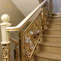 Rampe d'escalier intérieure en alliage d'aluminium pour villa de luxe personnalisée, design royal, balustrade réglable en hauteur, fixation au sol, moderne