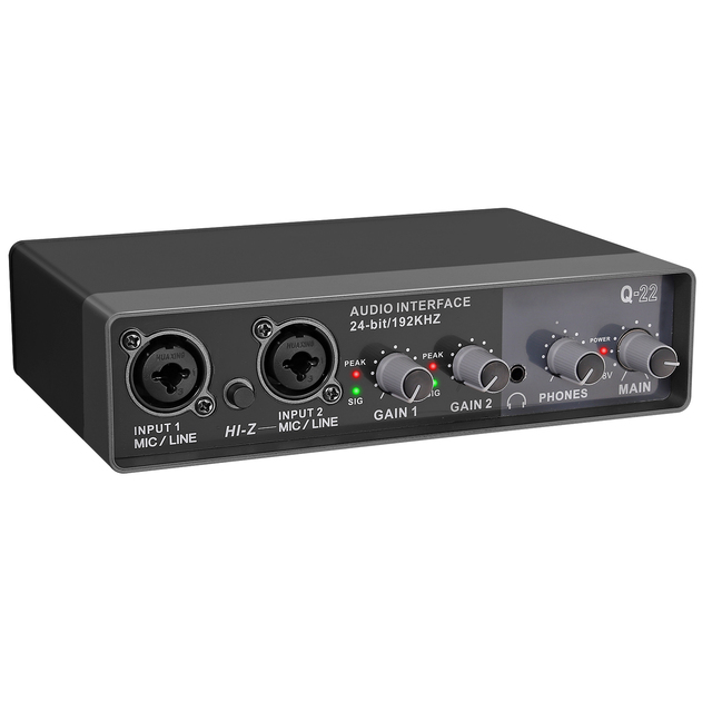 Hot Selling 212 3rd Gen Professional Metal Sound Card with USB2.0 48V Power Dual Support for Studio Recording and Live Use
