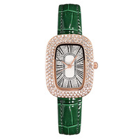 Harga Pabrik Jam Tangan Berlian Penuh Jam Tangan Hijau Kecil Berlian Imitasi Penuh Bintang Jam Tangan Wanita Telur Merpati