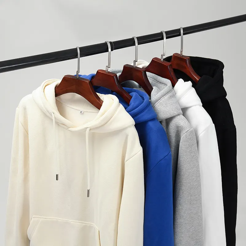 330g autumn and winter popular hooded solid color cotton thick sweater men's long sleeve hoodie