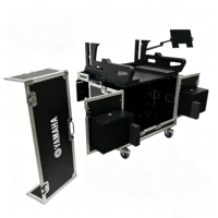 Boîtier de transport hydraulique à roulettes OEM pour console de mixage numérique Yamaha DM7 avec plateforme à dégagement rapide et compartiment supérieur rabattable