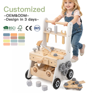 Banco <span class=keywords><strong>de</strong></span> Herramientas Montessori Multifuncional, <span class=keywords><strong>Juguete</strong></span> <span class=keywords><strong>de</strong></span> Empuje <span class=keywords><strong>de</strong></span> Madera para Bebés con Actividades Educativas, Carrito <span class=keywords><strong>de</strong></span> Empuje <span class=keywords><strong>de</strong></span> Madera - <span class=keywords><strong>Juguete</strong></span> 2 en 1 - Product Image 1