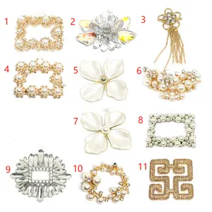 1 Pair Square Pearl Rhinestone Shoe Clips Detachable Wedding Pumps  Decoration Women Shoe Embellishment Shoe Charms