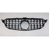 Grille avant diamantée style GT R pour Mercedes Benz W205 Classe C C250 C300 C350 Sports 2015-2018 avec trou pour caméra