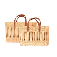 Sac fourre-tout décoratif en rotin marocain tressé à la main, style minimoroccolisme, pour pique-nique et plage, en paille naturelle, petit format été 20-30cm