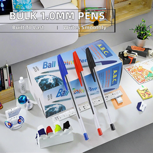 Stylos à bille en plastique <span class=keywords><strong>Aben</strong></span> Bulk 1,0 mm à pointe bille, encre bleue/noire/rouge, offrant simplicité et fonctionnalité pour les étudiants et l'utilisation au bureau - Product Image 2