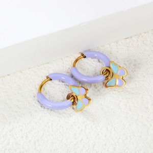 Boucles d'oreilles pendantes en alliage de zinc, motif papillon, lapin, étoile, pour filles, cadeau, bijoux tendance - Product Image 4