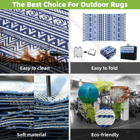 Tapis d'Extérieur Personnalisable pour Terrasse/Jardin/Camping-car, Anti-UV, en Plastique Recyclé PP, Motif Bohème