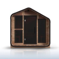 Cabina de Sauna Exterior de Madera Natural con Diseño Moderno, Ventanas de Vidrio Negro para Privacidad, 1 Año de Garantía, Compatible con OEM, Venta al Por Mayor