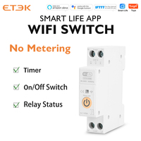 Interrupteur intelligent WIFI ETEK TUYA 1P+N Smartlife 0-63A sans mesure, télécommande, capacité de coupure 6KA, disjoncteur, relais temporisé