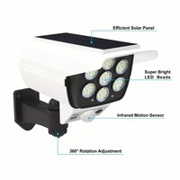 Projecteur solaire extérieur à 77 LED avec détecteur de mouvement, étanche, sans fil, caméra de sécurité factice pour porche, jardin, terrasse