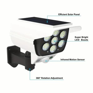 Faro Solare da Esterno con 77 LED e Sensore di Movimento, Impermeabile, Senza Fili, Telecamera <span class=keywords><strong>Finta</strong></span> di Sicurezza per Portico, Giardino, Patio - Product Image 6