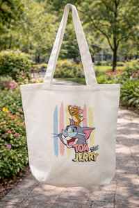 Hot Sale Reusable Jute <b>Handbags</b> with Cartoon Printed for Daily Shopping Travel and Casual Carry Use Available at Wholesale Price - Product Image 6