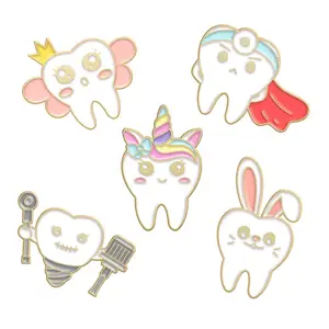 Custom funny dental dentist gift lapel pin badge metal cartoon tooth teeth enamel pin for hat