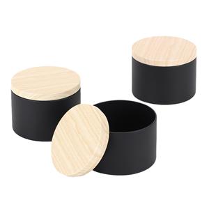 Venta al por mayor, bajo MOQ, tarro de vela de hojalata con efecto madera, tarro de vela perfumada de hojalata de 8oz, tarro de dulces para boda en blanco y negro, tarro de vela - Product Image 4