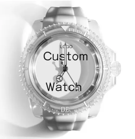 개인화 된 사용자 정의 시계 투명 실리콘 화이트 시계 사용자 정의 남성과 여성의 석영 스포츠 손목 시계 인쇄 사진