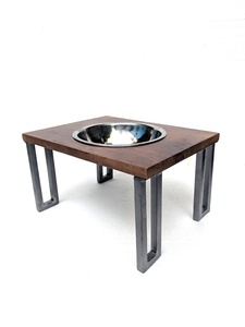 Soporte de cuenco para mascotas de madera ecológico de alta calidad, olla de alimentación de acero inoxidable portátil doble, forma redondeada más vendida al por mayor - Product Image 4