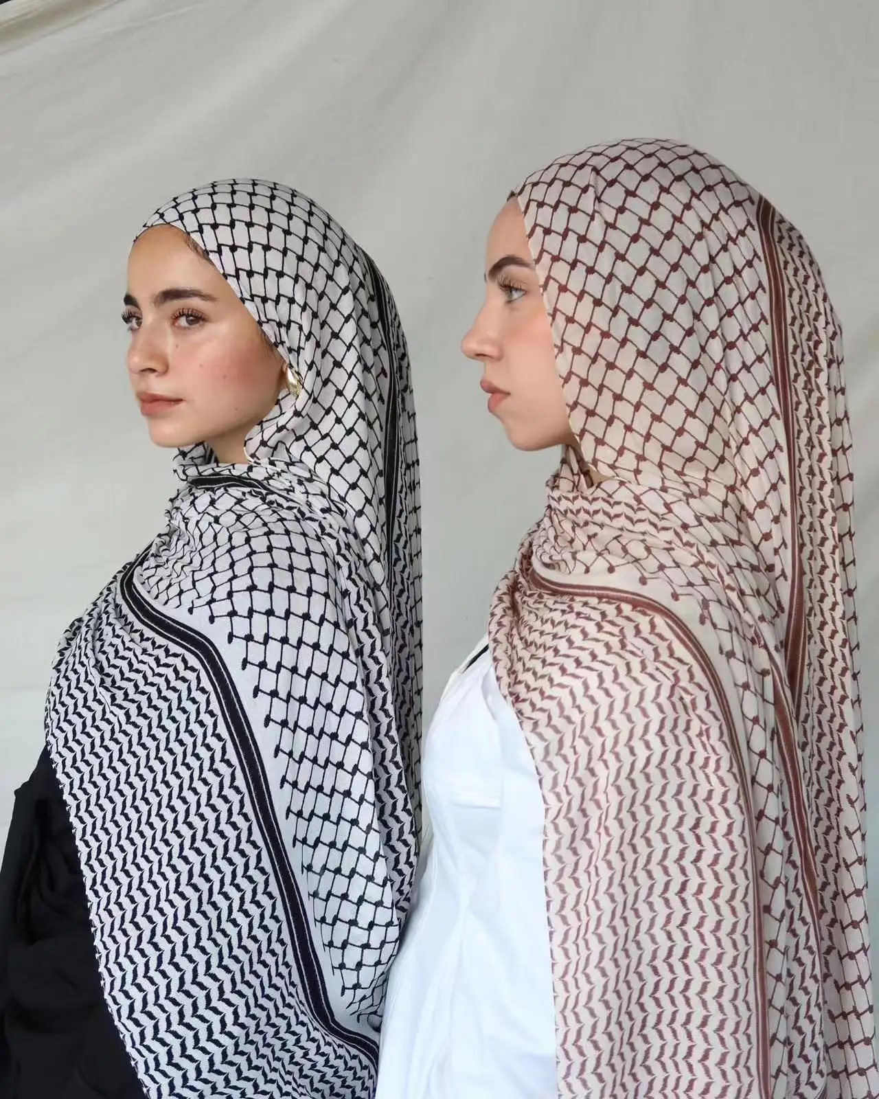 Neues Palästina Keffiyel-Schal Chiffon bedruckter muslimischer Schal Damen-Hijab hochwertig großer Hijab-Schal Großhandel