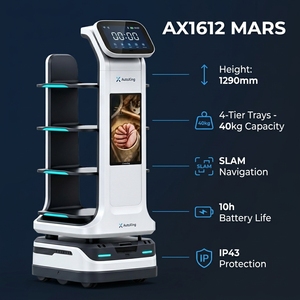 หุ่นยนต์ส่งอาหาร UtoXing AX1612 หุ่นยนต์บริการร้านอาหารอัตโนมัติ หุ่นยนต์จัดเลี้ยงอัจฉริยะสำหรับโรงแรมเชิงพาณิชย์ 4 ชั้น รับน้ำหนักได้ 66 กก. - Product Image 5