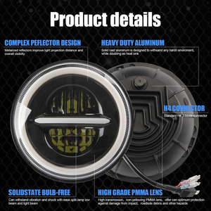LELANPU Faro LED Rotondo da 7 Pollici per Moto e Fuoristrada, Accessorio per Jeep Wrangler - Product Image 5