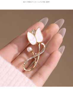 Broche de perla de circón de tulipán, broche coreano de lujo para mujer, alfileres de joyería de ramillete de Collar de alta calidad - Product Image 4